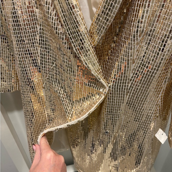 Gold Sequin Women's Blazer Dress - Picture 3 of 5